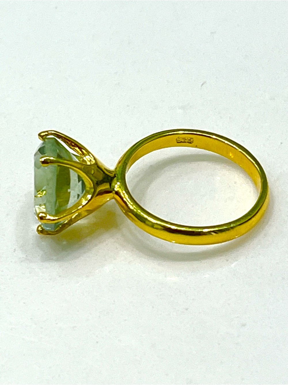 5ct Green Amethyst 14KGP Ring - Picture 4 of 4